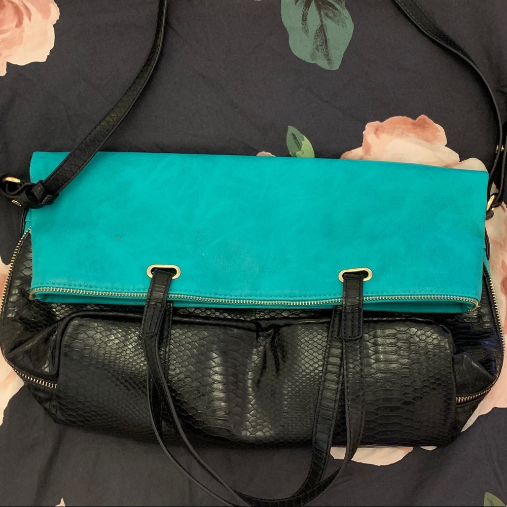 BIG BUDDHA TEAL AND BLACK FOLDABLE PURSE💗